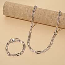 2 Piece Set - Chain Link Necklace (Size 30) & Bracelet (Size 8)