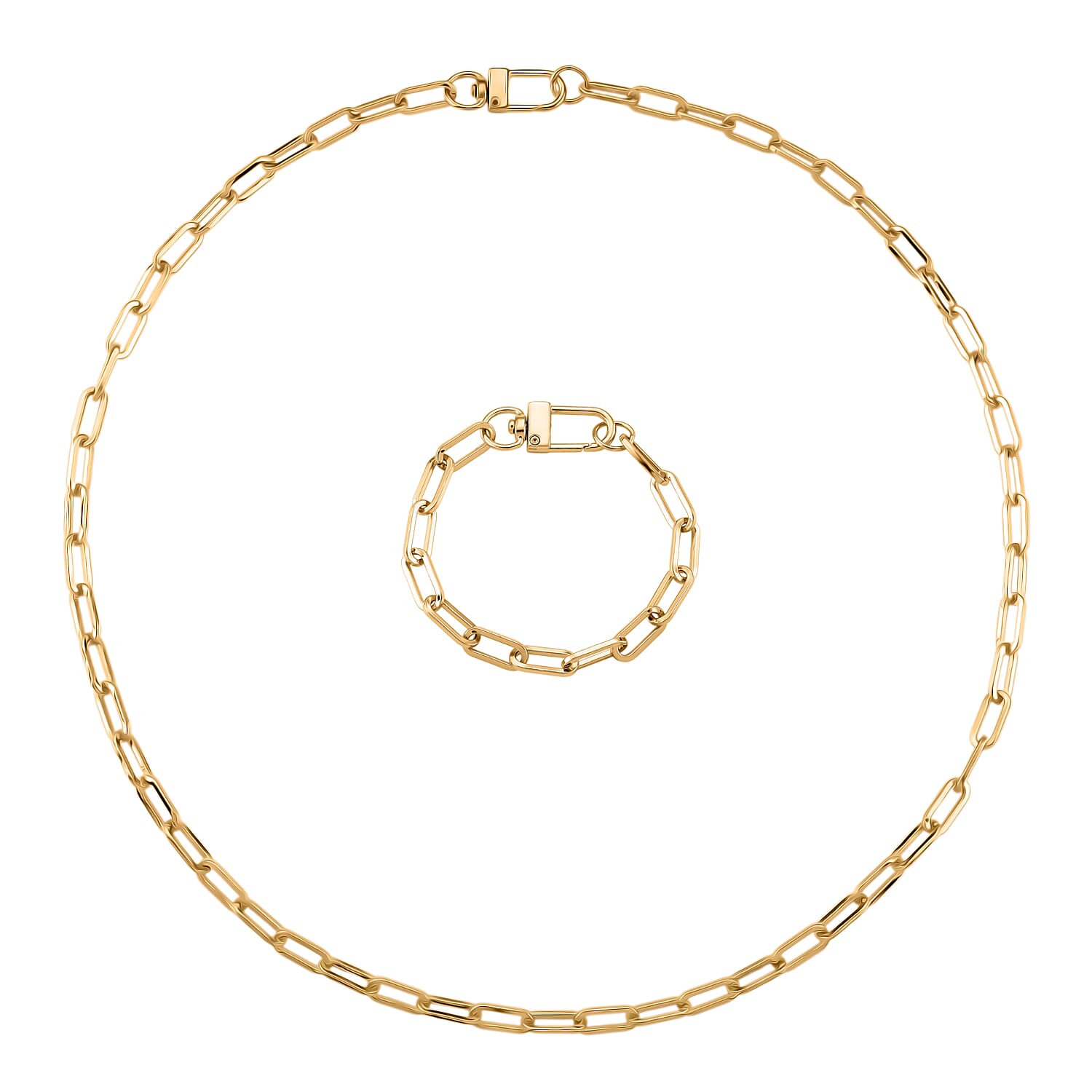 2 Piece Set - Chain Link Necklace (Size 30) & Bracelet (Size 8) in Yellow Gold Plated