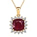 LUXURIANT 4.7 Ct. Natural African Ruby, Lab Grown Diamond Halo Ring in 18K Vermeil Yellow Gold Plated Sterling Silver