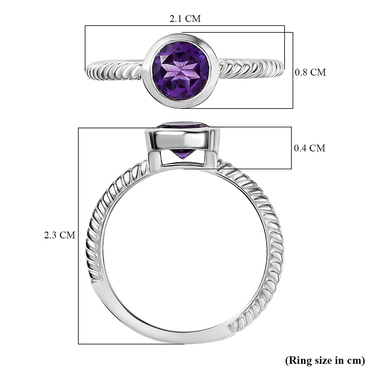 Set of 3 - African Amethyst, Skyblue Topaz & White Zircon Stackable Ring in Rhodium Overlay Sterling Silver 2.71 Ct, Silver Wt. Wt. 5.82 Gms.