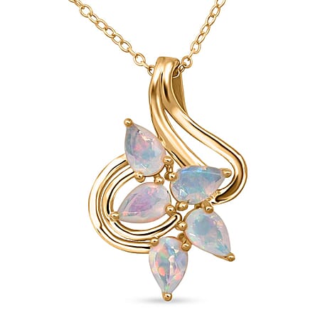 D'Joy Ethiopian Opal Pendant with Chain (Size 20) in 18K Yellow Gold Plating Sterling Silver 1.23 Ct.
