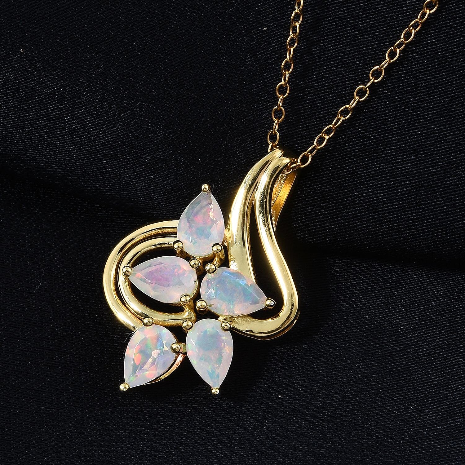 D'Joy Ethiopian Opal Pendant with Chain (Size 20) in 18K Yellow Gold Plating Sterling Silver 1.23 Ct.