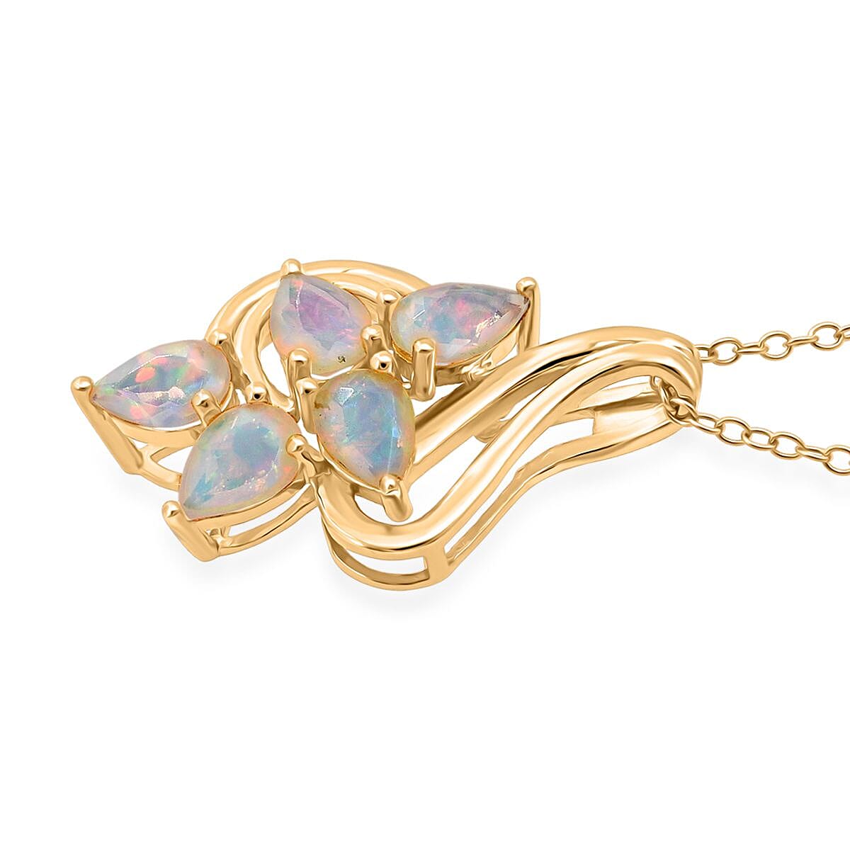 D'Joy Ethiopian Opal Pendant with Chain (Size 20) in 18K Yellow Gold Plating Sterling Silver 1.23 Ct.