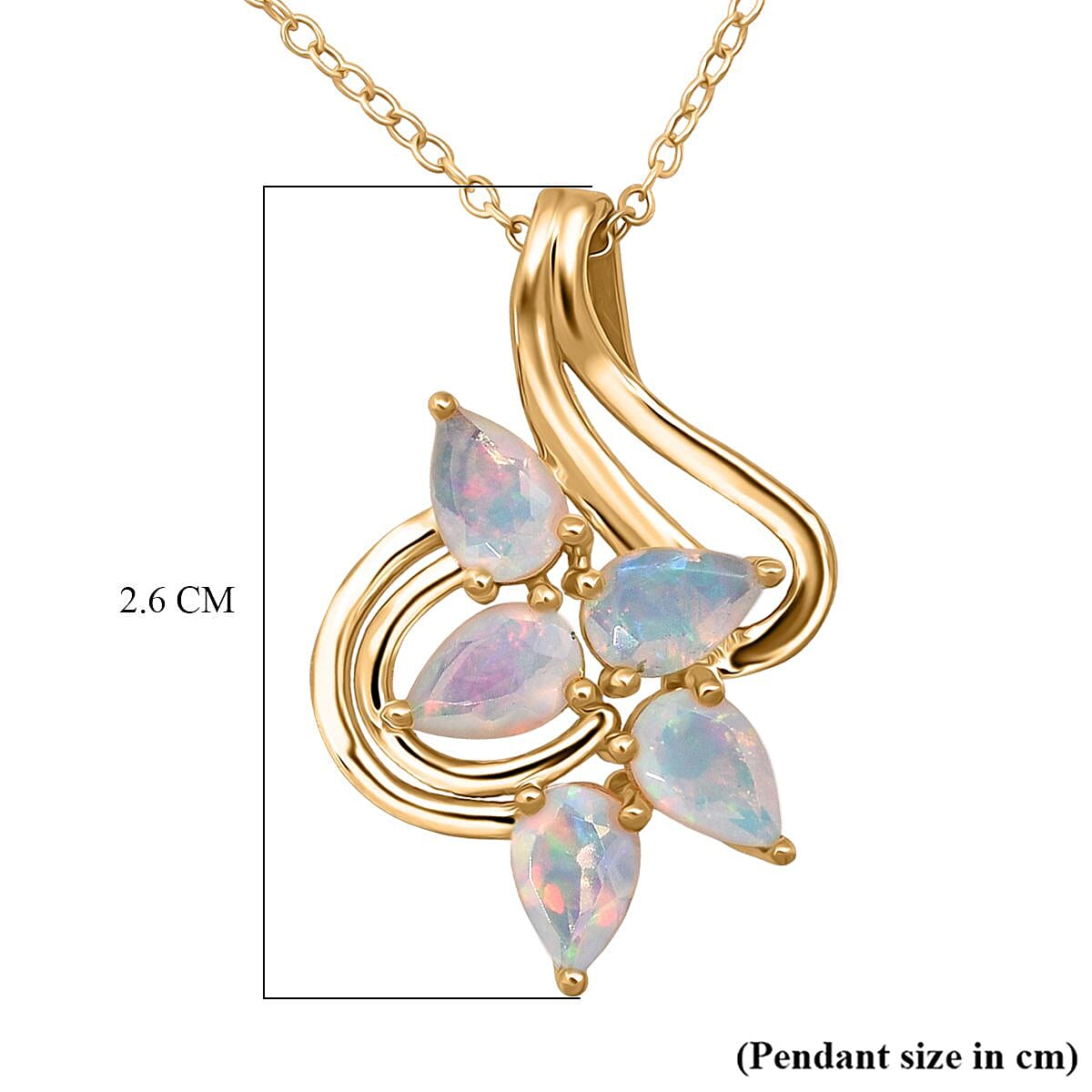 D'Joy Ethiopian Opal Pendant with Chain (Size 20) in 18K Yellow Gold Plating Sterling Silver 1.23 Ct.