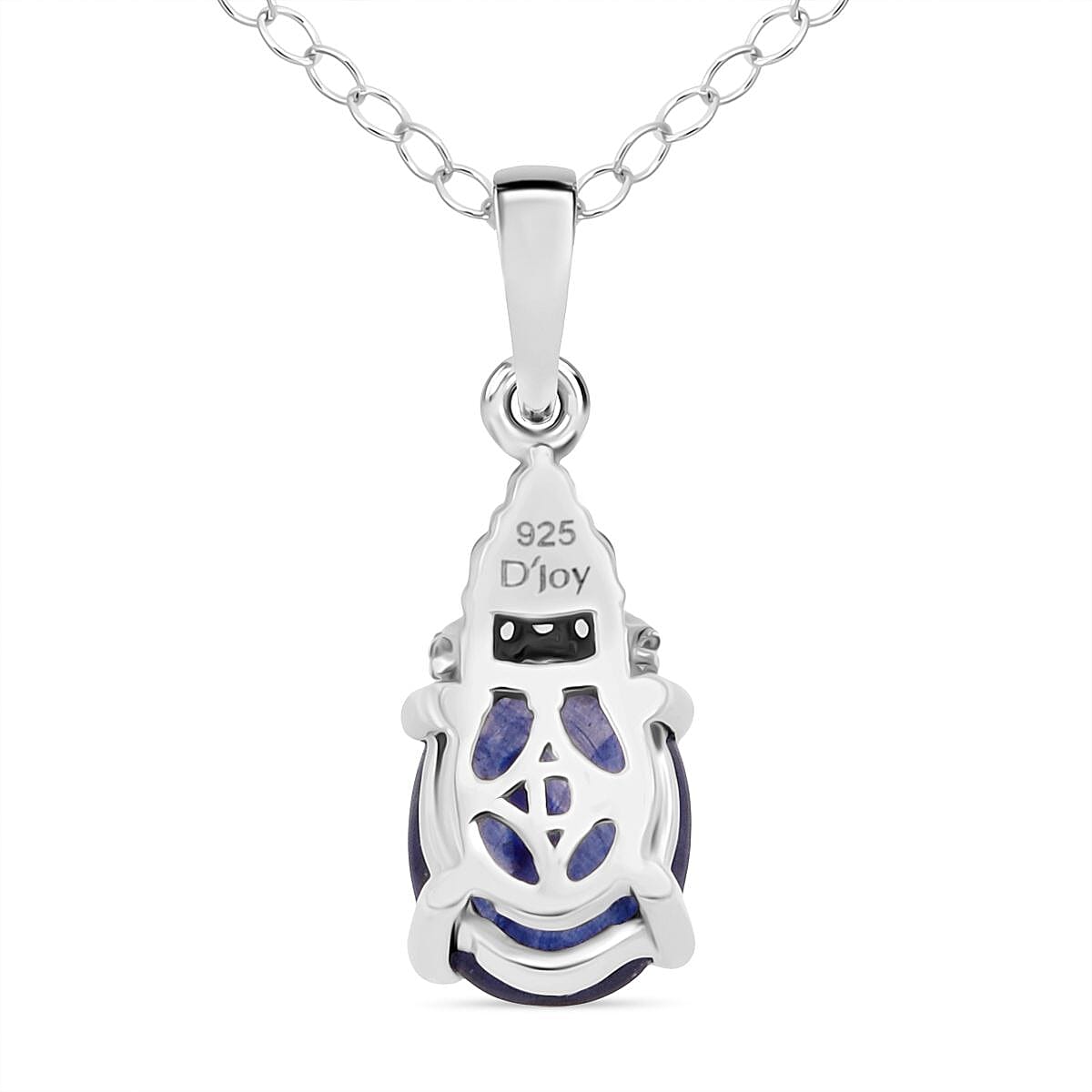 Masoala Sapphire & White Zircon Pendant with Chain (Size 20) in Rhodium Overlay Sterling Silver 2.81 Ct.