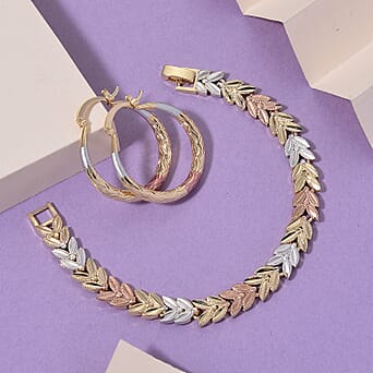 https://tjcuk.sirv.com/Products/44/2/4423870/2-Piece-Set-Bracelet-Size-7-J-Hoop-Half-Hoop-Earring-with-Clasp-in-Tri_4423870_1.jpg?w=342&h=342