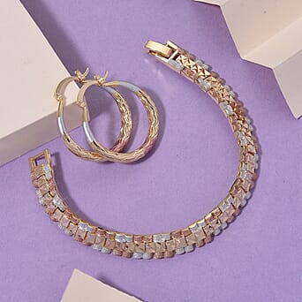 https://tjcuk.sirv.com/Products/44/2/4423872/2-Piece-Set-Bracelet-Size-7-J-Hoop-Half-Hoop-Earring-with-Clasp-in-Tri_4423872_1.jpg?w=342&h=342