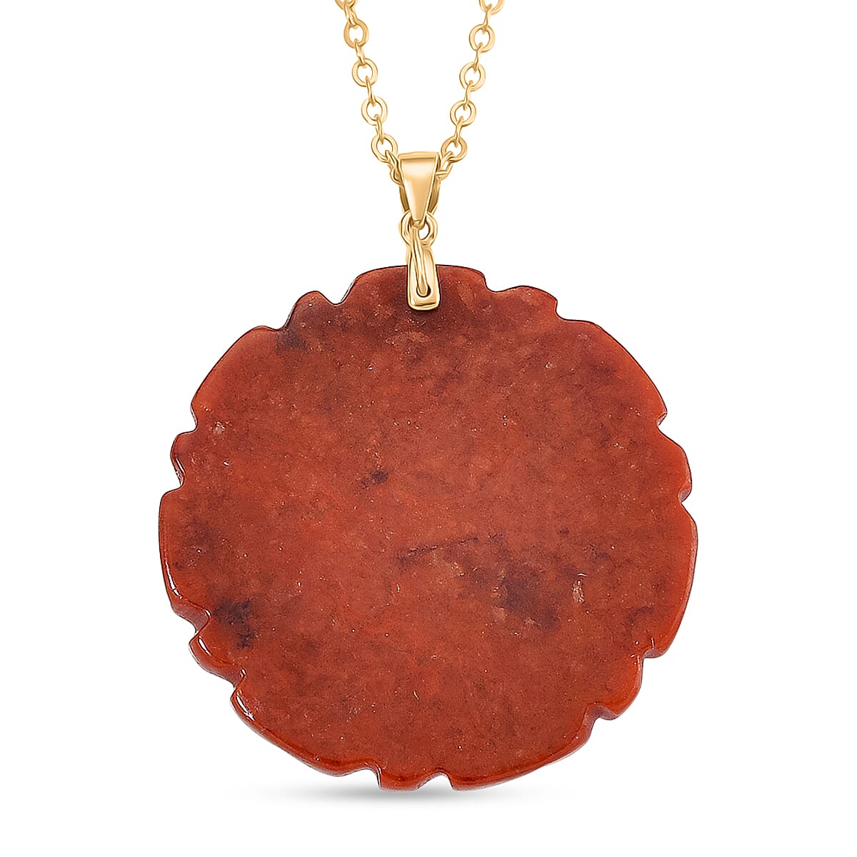 Enhanced Red Jade and White Fresh Water Pearl Pendant with Chain (Size 20) in Yellow Gold Plated Sterling Silver 70.00 Ct.