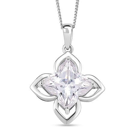 D'Joy 6 Ct. Moissanite Lily Pendant with Chain (Size - 18) in Rhodium Overlay Sterling Silver D'Joy 6 Ct. Moissanite Lily Pendant with Chain (Size - 18) in Rhodium Overlay Sterling Silver