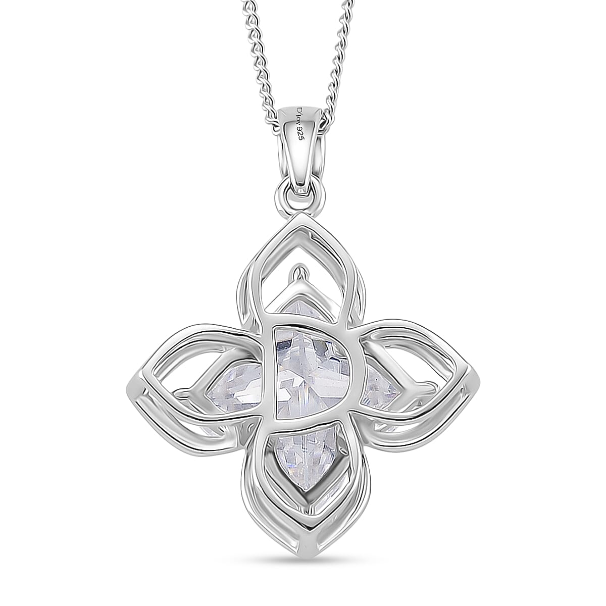 Moissanite Pendant with Chain (Size 18) in Rhodium Overlay Sterling Silver  6.000  Ct.