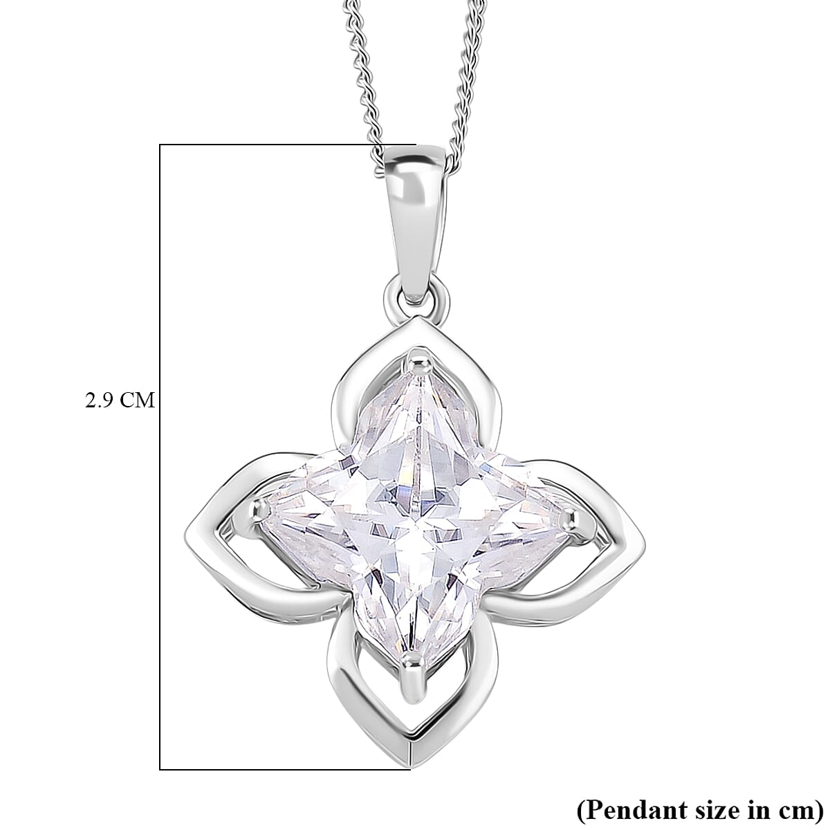 Moissanite Pendant with Chain (Size 18) in Rhodium Overlay Sterling Silver  6.000  Ct.