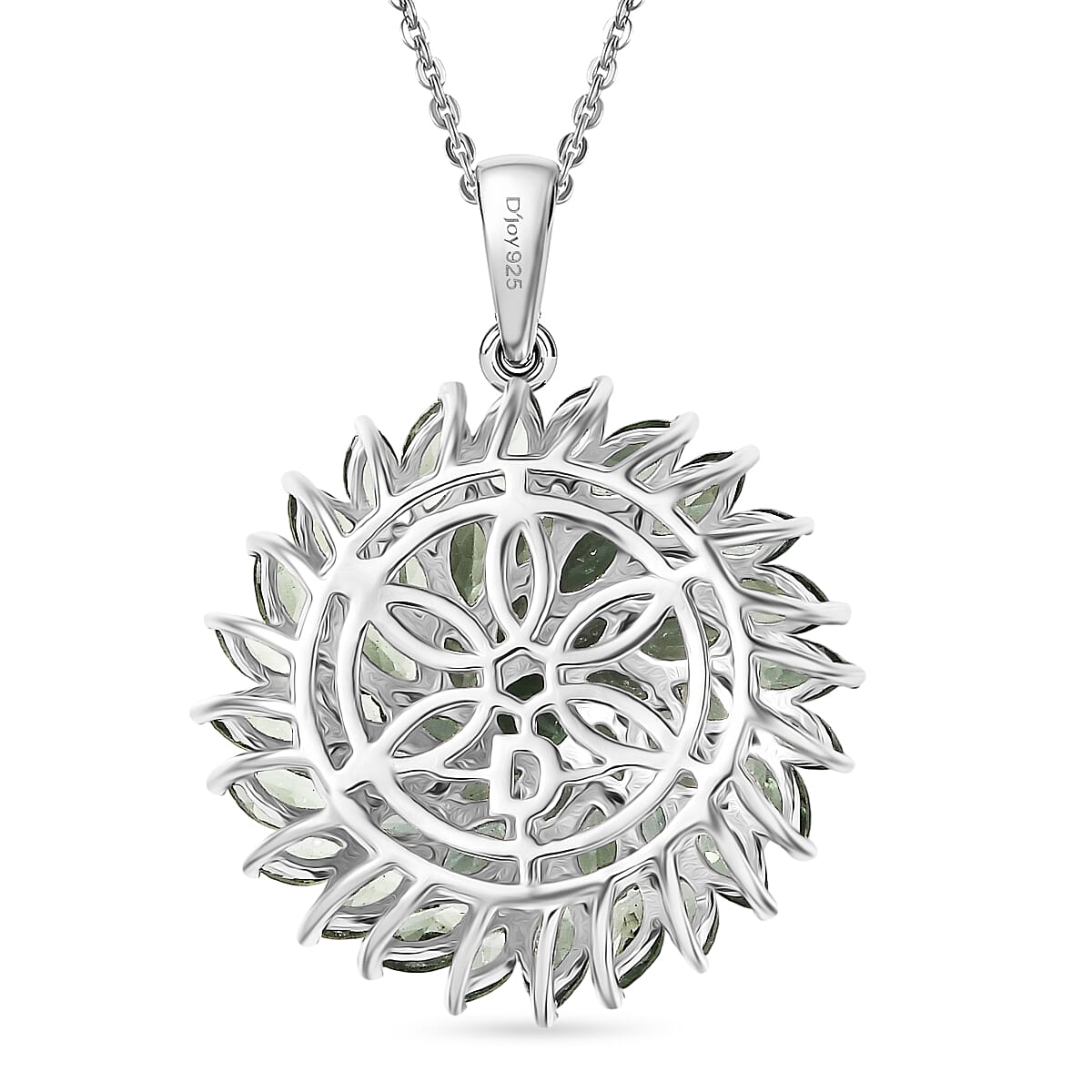 Green Apatite Pendant with Chain (Size 20) in Rhodium Overlay Sterling Silver 6.41 Ct, Silver Wt. 6.66 Gms.