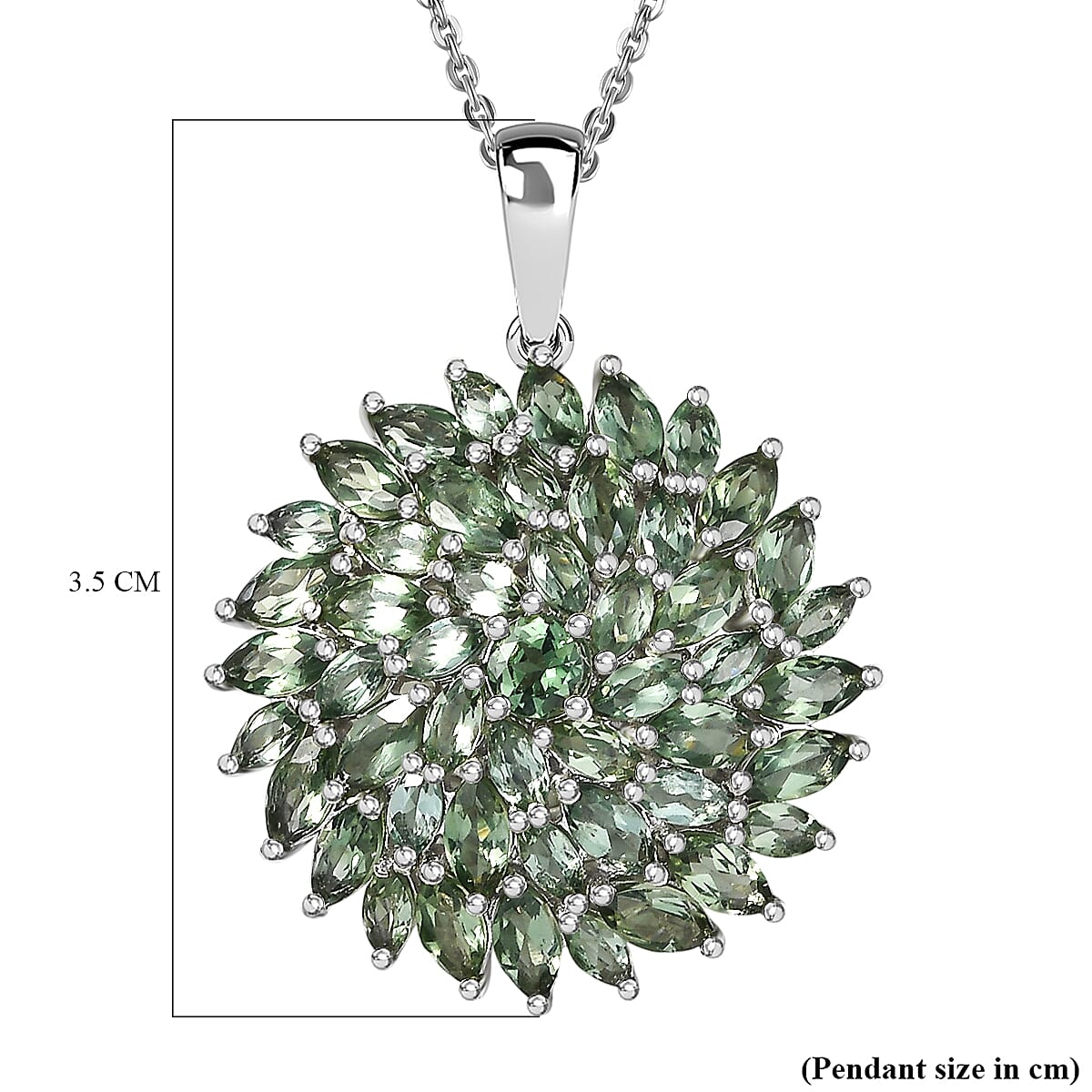 Green Apatite Pendant with Chain (Size 20) in Rhodium Overlay Sterling Silver 6.41 Ct, Silver Wt. 6.66 Gms.