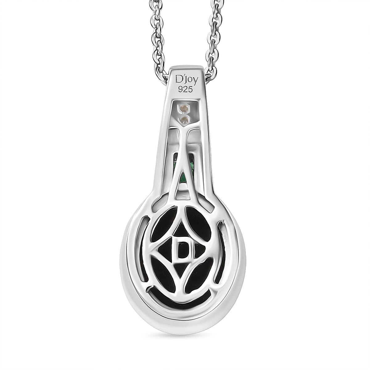 D'Joy Boulder Opal Triplet, Emerald &  White Zircon Pendant with Chain (Size - 20) in Rhodium Overlay Sterling Silver 1.56 Ct.