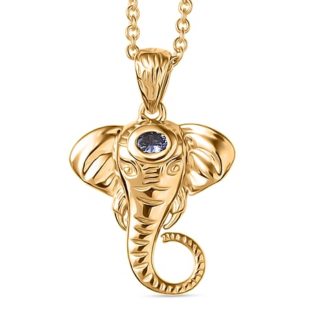 Tanzanite Elephant Head Pendant with Chain (Size 20)