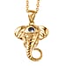African Ruby Elephant Head Pendant with Chain (Size 20) in Sterling Silver with Yellow Gold Plating