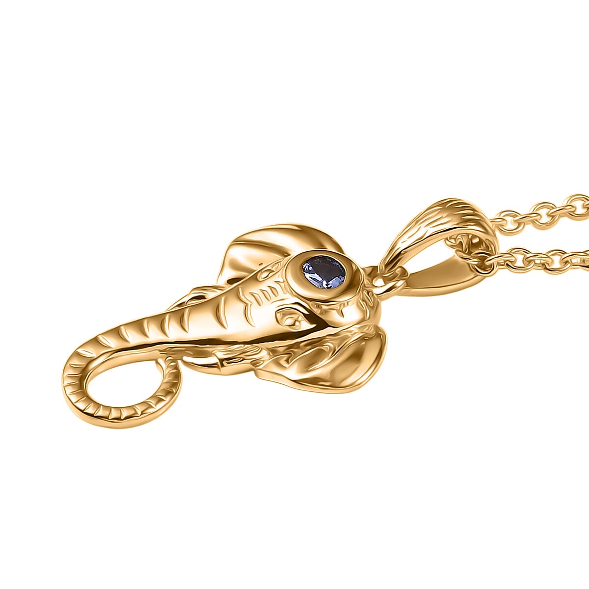 Tanzanite Elephant Head Pendant with Chain (Size 20)