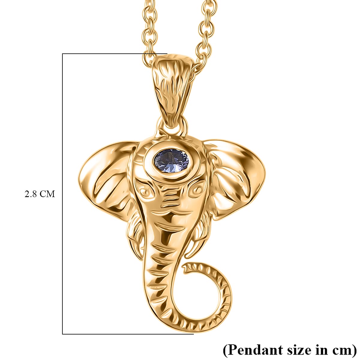 Tanzanite Elephant Head Pendant with Chain (Size 20)