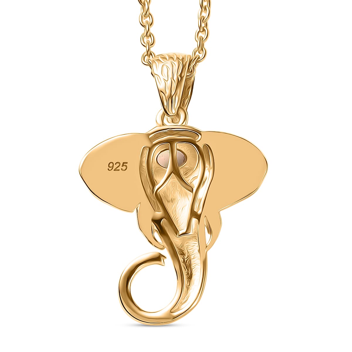 Ethiopian Opal Elephant Head Pendant with Chain (Size 20)
