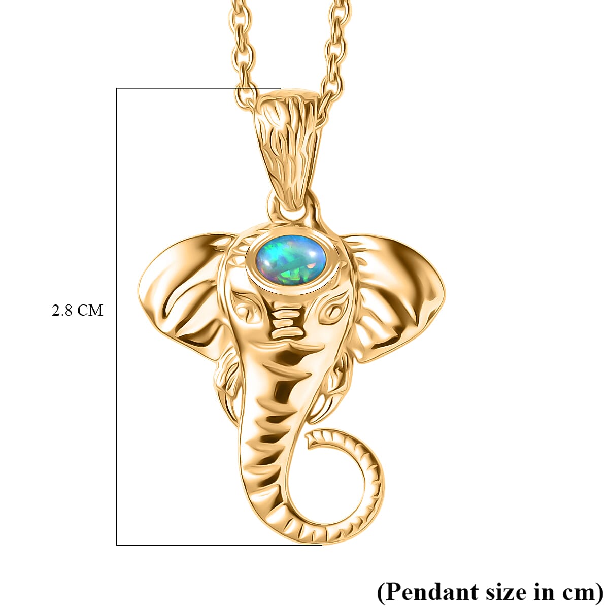 Ethiopian Opal Elephant Head Pendant with Chain (Size 20)