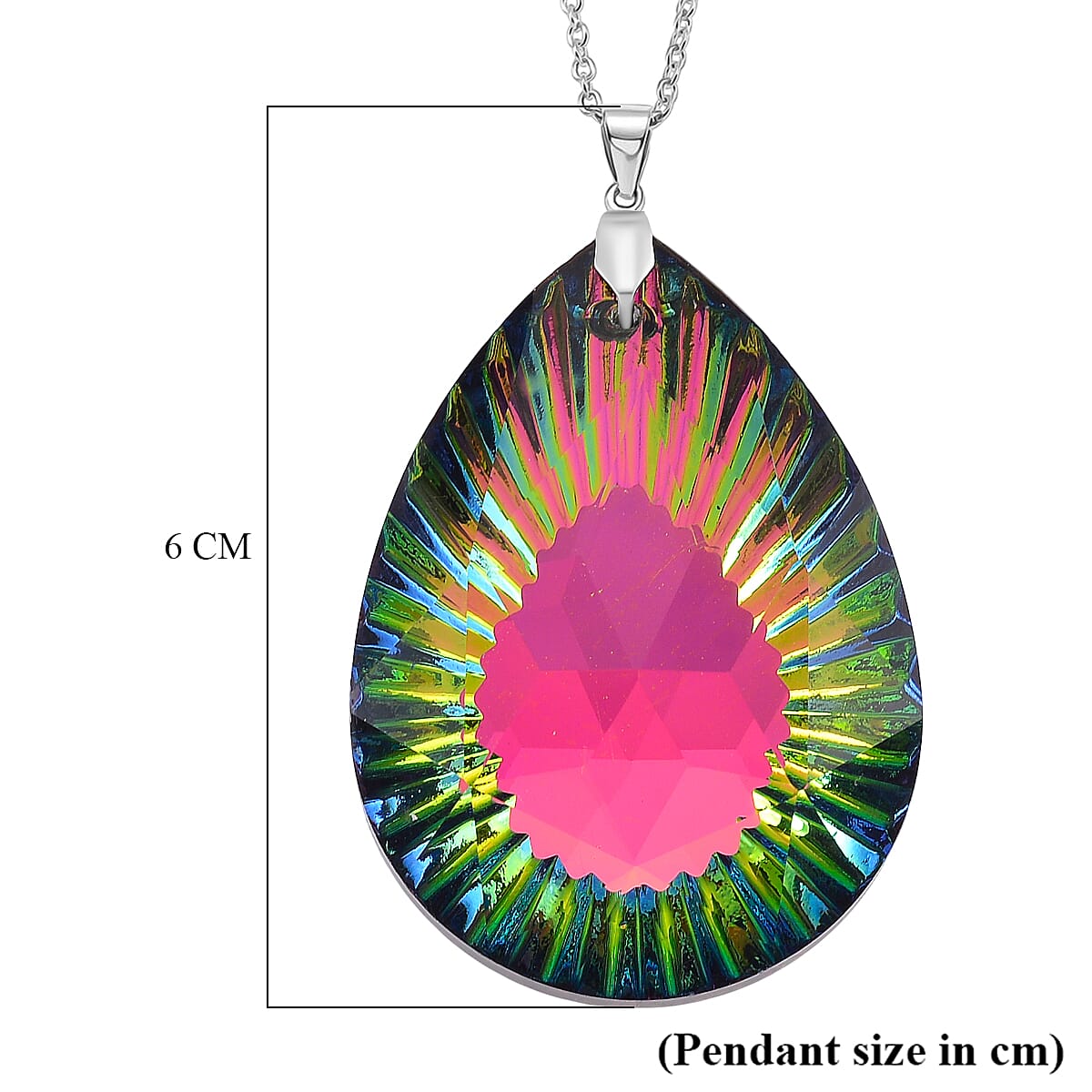 Magic Color Crystal Pendant with Chain (Size 24) Stainless Steel  2.010  Ct.