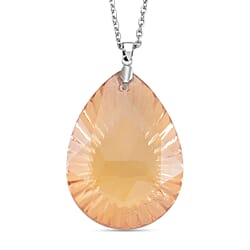 Green Magic Color Crystal Pendant with Chain (Size 24) in Silver Tone