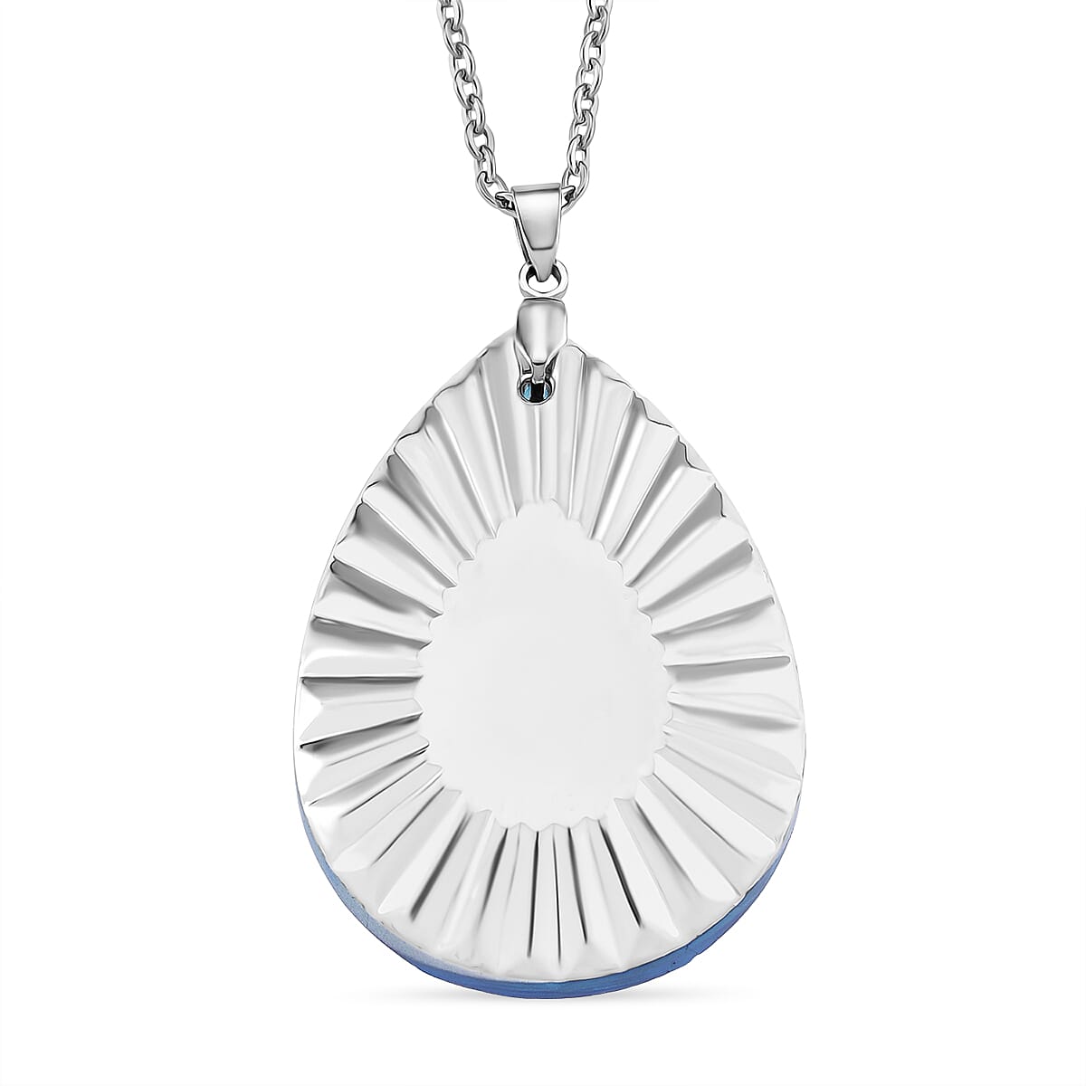 Light Blue Crystal Pendant with Chain (Size 24) Stainless Steel  2.010  Ct.