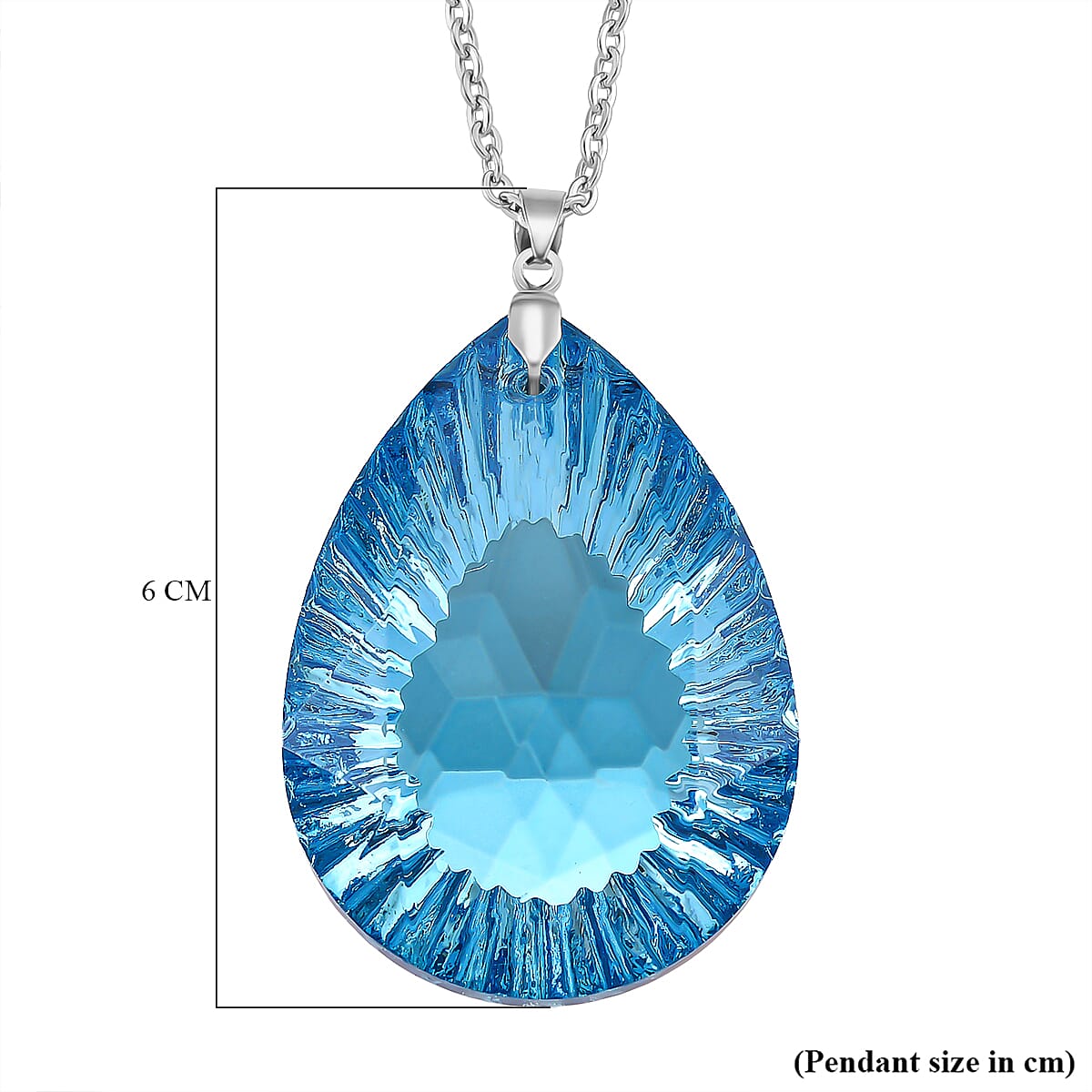 Light Blue Crystal Pendant with Chain (Size 24) Stainless Steel  2.010  Ct.