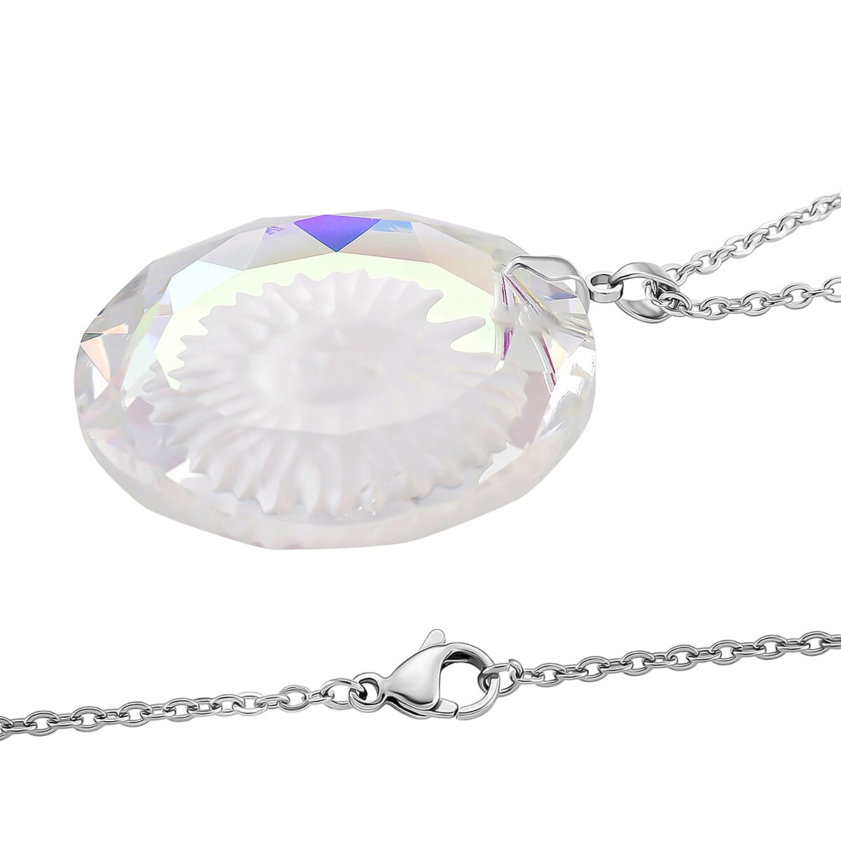 RC01-28 Pendant with Chain (Size 24) Pure White Stainless Steel