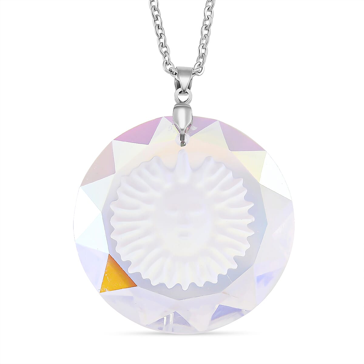 RC01-28 Pendant with Chain (Size 24) Pure White Stainless Steel