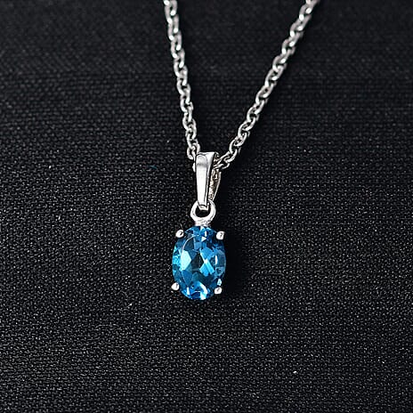 Certified London Blue Topaz Pendant with Chain (Size - 20) in Platinum Overlay Sterling Silver