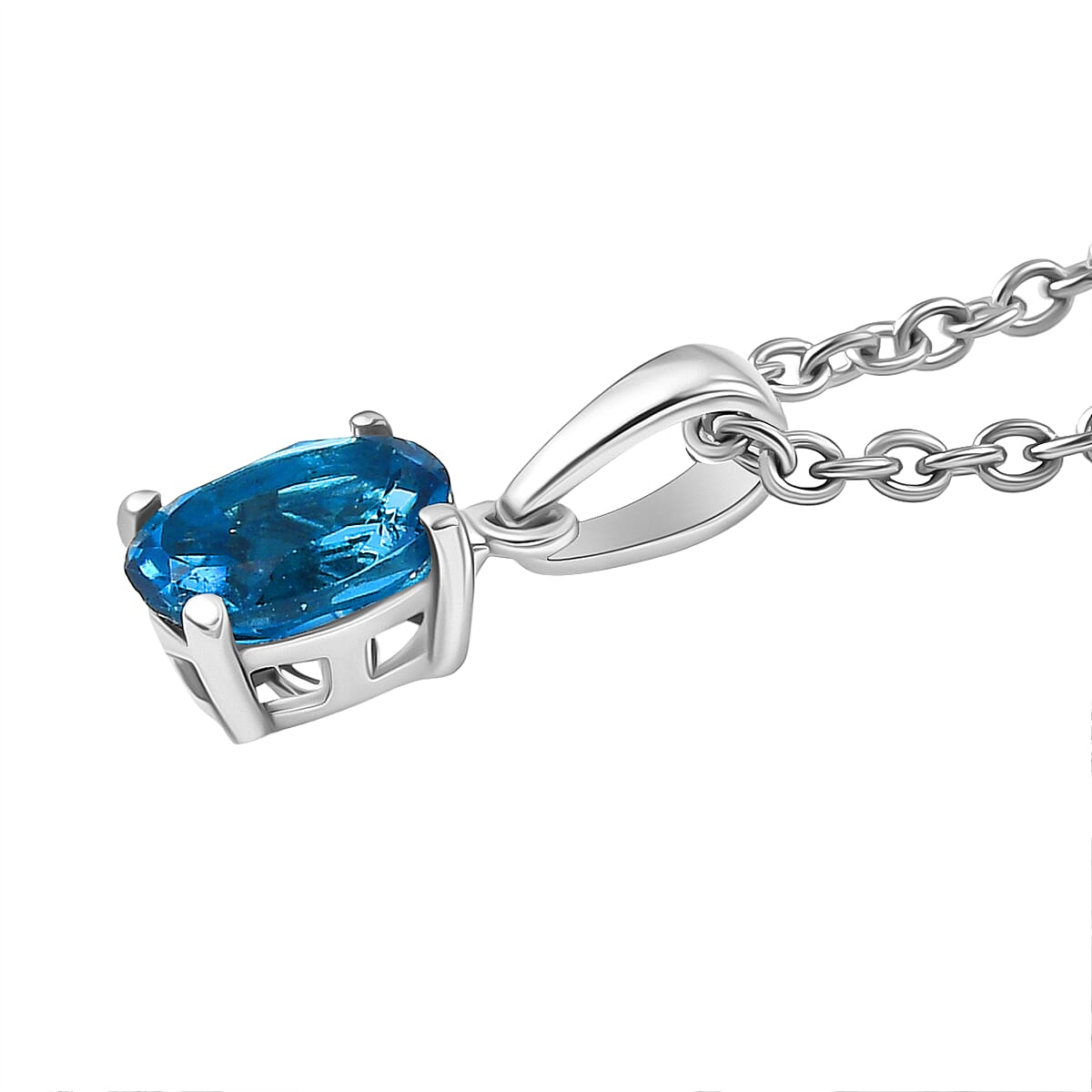 Certified London Blue Topaz Pendant with Chain (Size - 20) in Platinum Overlay Sterling Silver