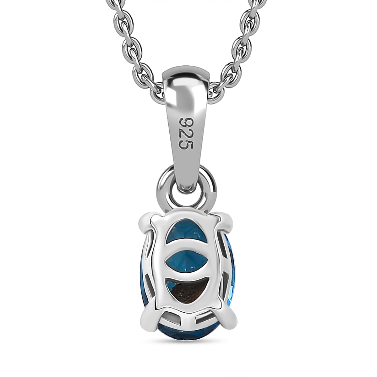 Certified London Blue Topaz Pendant with Chain (Size - 20) in Platinum Overlay Sterling Silver