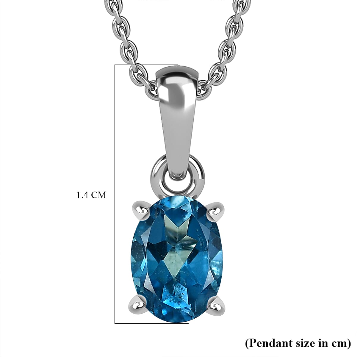 Certified London Blue Topaz Pendant with Chain (Size - 20) in Platinum Overlay Sterling Silver