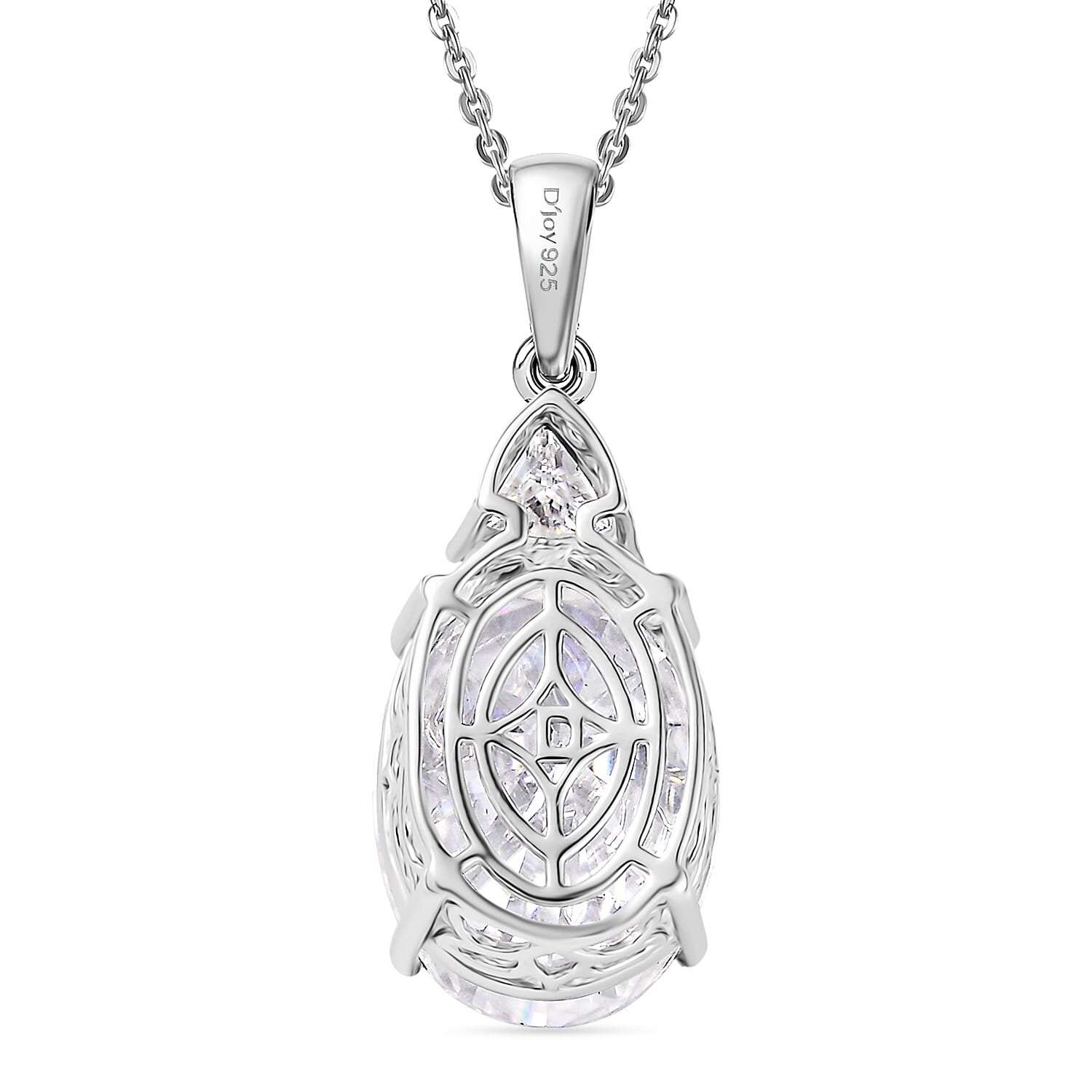 MONSTER DEAL - D'Joy Moissanite Pendant with Chain (Size 20) in Rhodium Overlay Sterling Silver 13.43 Ct.