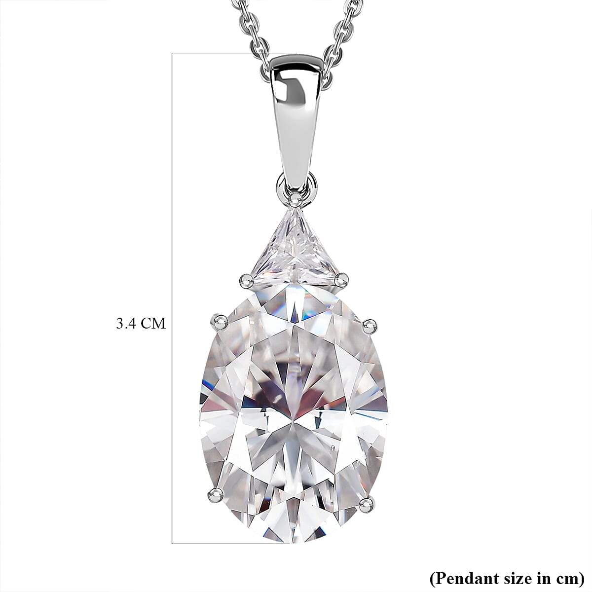 MONSTER DEAL - D'Joy Moissanite Pendant with Chain (Size 20) in Rhodium Overlay Sterling Silver 13.43 Ct.