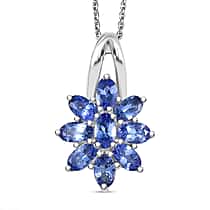 D'Joy Tanzanite Pendant with Chain (Size 20) in Platinum Overlay Sterling Silver 2.03 Ct.