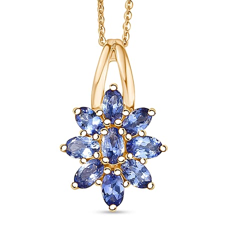 D'Joy Tanzanite Pendant with Chain (Size 20) in Yellow Gold Plated Sterling Silver 2.03 Ct.