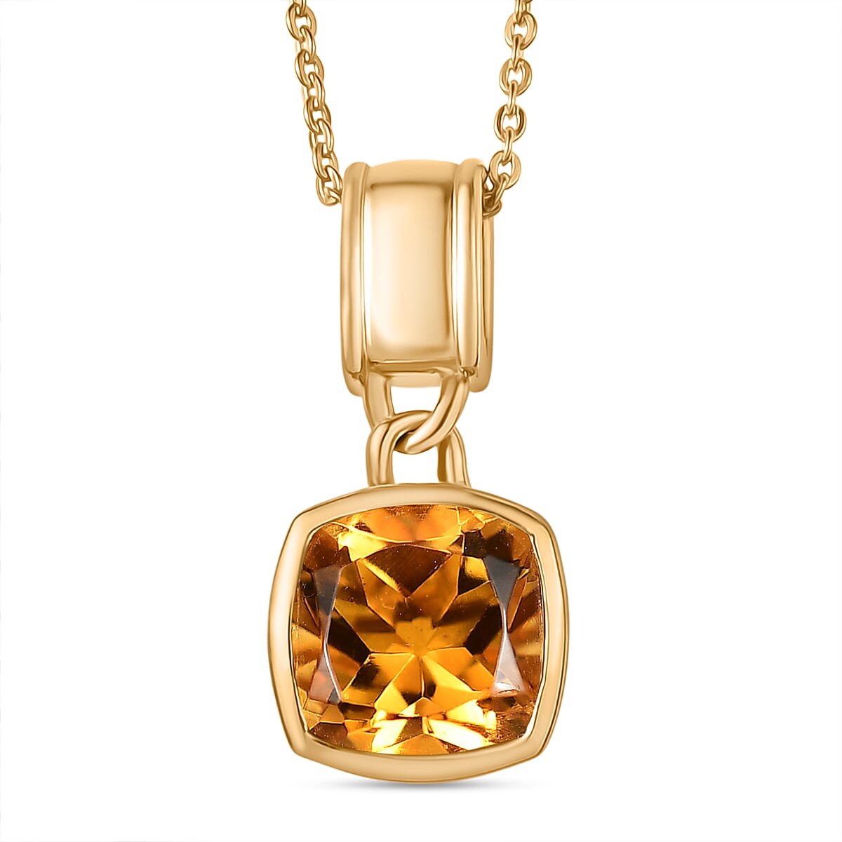 D'Joy Serra Gaucha Citrine Pendant with Chain (Size 20) in Yellow Gold Plated Sterling Silver 2.34 Ct.