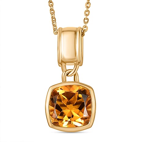 D'Joy Serra Gaucha Citrine Pendant with Chain (Size 20) in Yellow Gold Plated Sterling Silver 2.34 Ct.