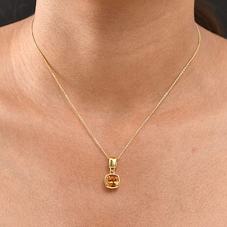 D'Joy Serra Gaucha Citrine Pendant with Chain (Size 20) in Yellow Gold Plated Sterling Silver 2.34 Ct.
