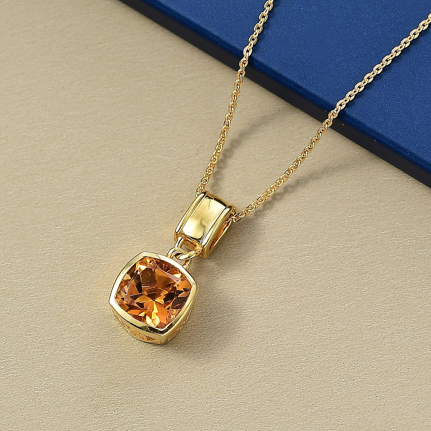 D'Joy Serra Gaucha Citrine Pendant with Chain (Size 20) in Yellow Gold Plated Sterling Silver 2.34 Ct.