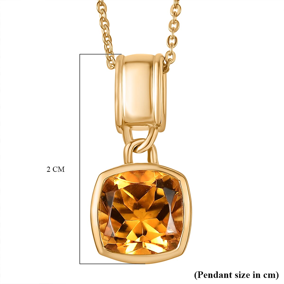 D'Joy Serra Gaucha Citrine Pendant with Chain (Size 20) in Yellow Gold Plated Sterling Silver 2.34 Ct.