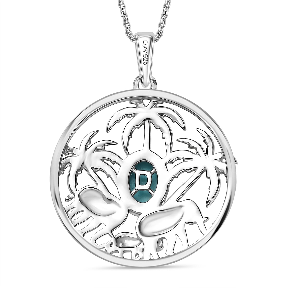 D'Joy Sleeping Beauty Turquoise Pendant with Chain (Size 20) in Platinum Overlay & Yellow Gold Plated Sterling Silver, Silver Wt. 5.03 Gms.