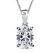 LUXURIANT 1 Ct. Lab Grown Diamond Oval-Cut Solitaire Pendant with Curb Chain (Size 18 - 2 Ext) in 18K Vermeil Yellow Gold Plated Sterling Silver (SI-GH)