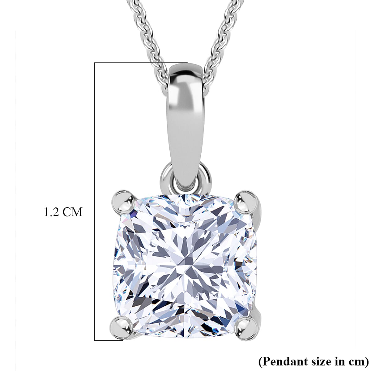 Luxuriant Lab Grown Diamond (SI-GH) Pendant with Chain (Size 18 - 2 Ext) in Rhodium Overlay Sterling Silver 1.00 Ct.