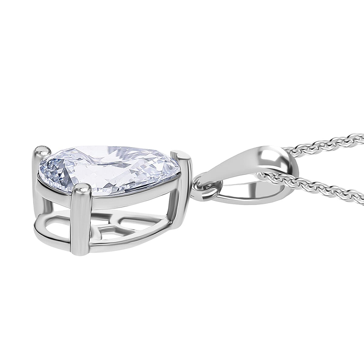 Luxuriant Pear Cut Lab Grown Diamond (SI-GH) Pendant with Chain (Size 18 - 2 Ext) in Rhodium Overlay Sterling Silver 1.00 Ct.