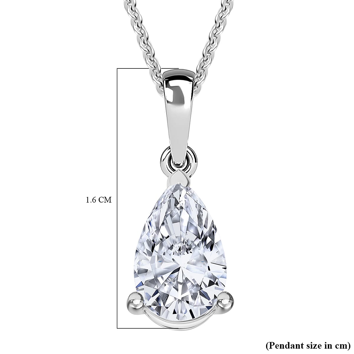 Luxuriant Pear Cut Lab Grown Diamond (SI-GH) Pendant with Chain (Size 18 - 2 Ext) in Rhodium Overlay Sterling Silver 1.00 Ct.