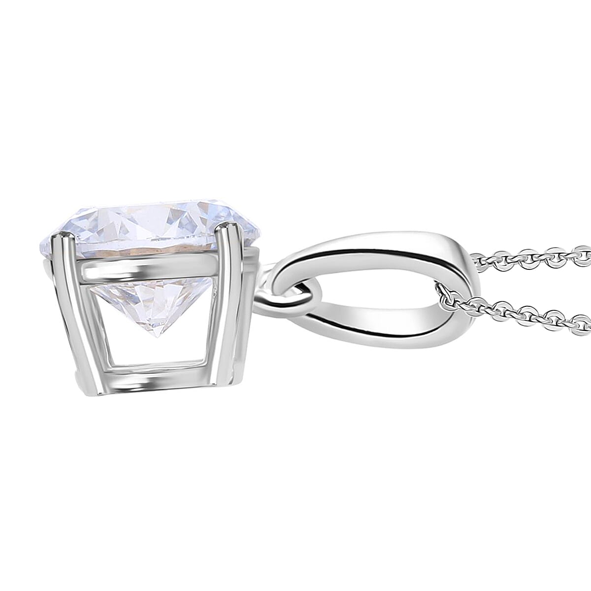 Luxuriant Lab Grown Diamond (SI-GH) Pendant with Chain (Size 18 - 2 Ext) in Rhodium Overlay Sterling Silver 1.00 Ct.