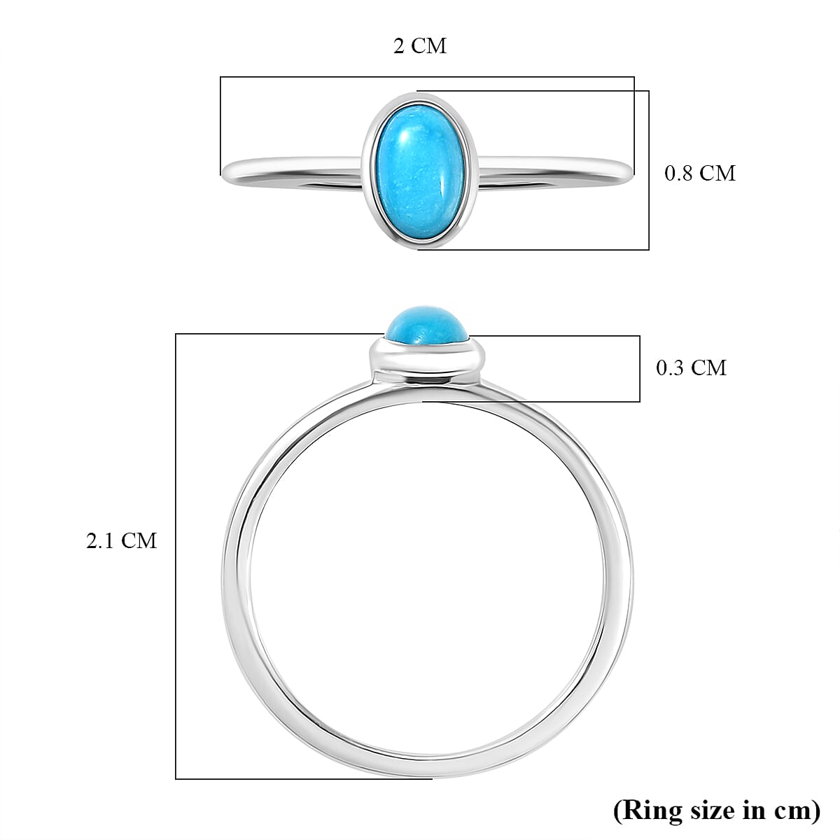 Set of 2 -  Sleeping Beauty Turquoise Stackable Ring  Sterling Silver